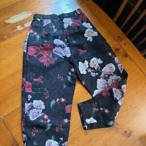 SOLD - Free People Iris high-rise black jacquard floral balloon pant